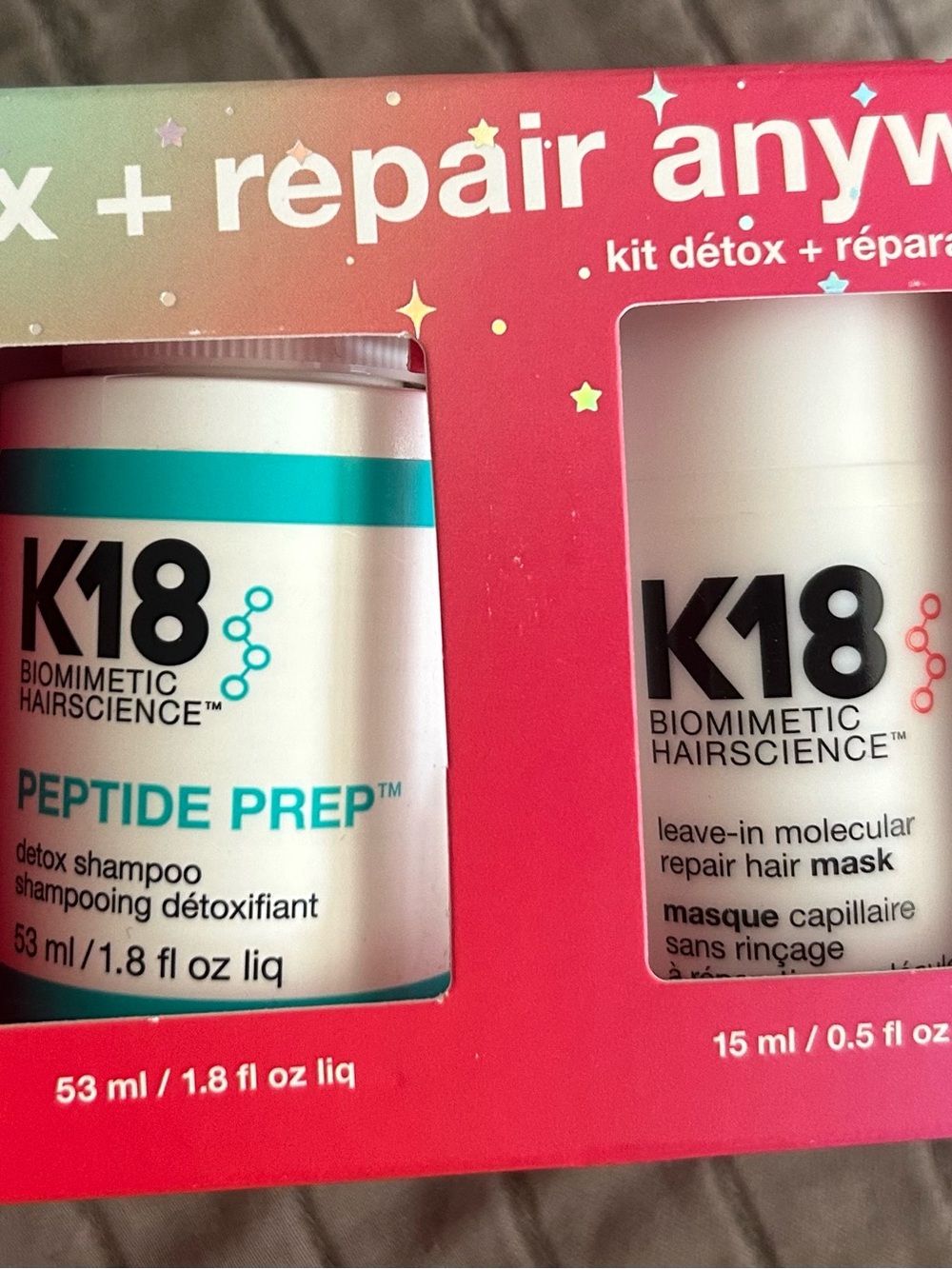 K18 Peptide Prep Detox Shampoo & Leave-In Repair Mask Kit - White/Teal